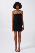 Thin Strap Mini Black Dress
