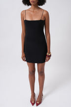 Thin Strap Mini Black Dress