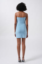 Thin Strap Mini Blue Dress