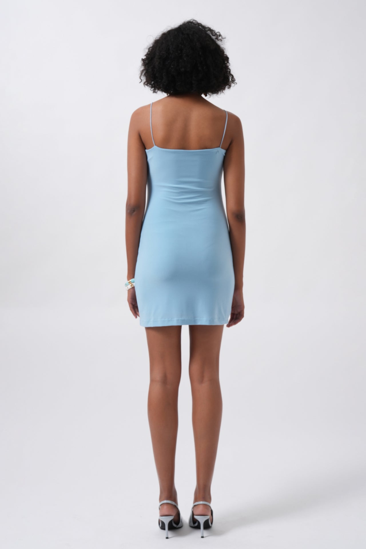 Thin Strap Mini Blue Dress