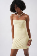 Thin Strap Mini Yellow Dress
