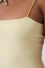 Thin Strap Mini Yellow Dress