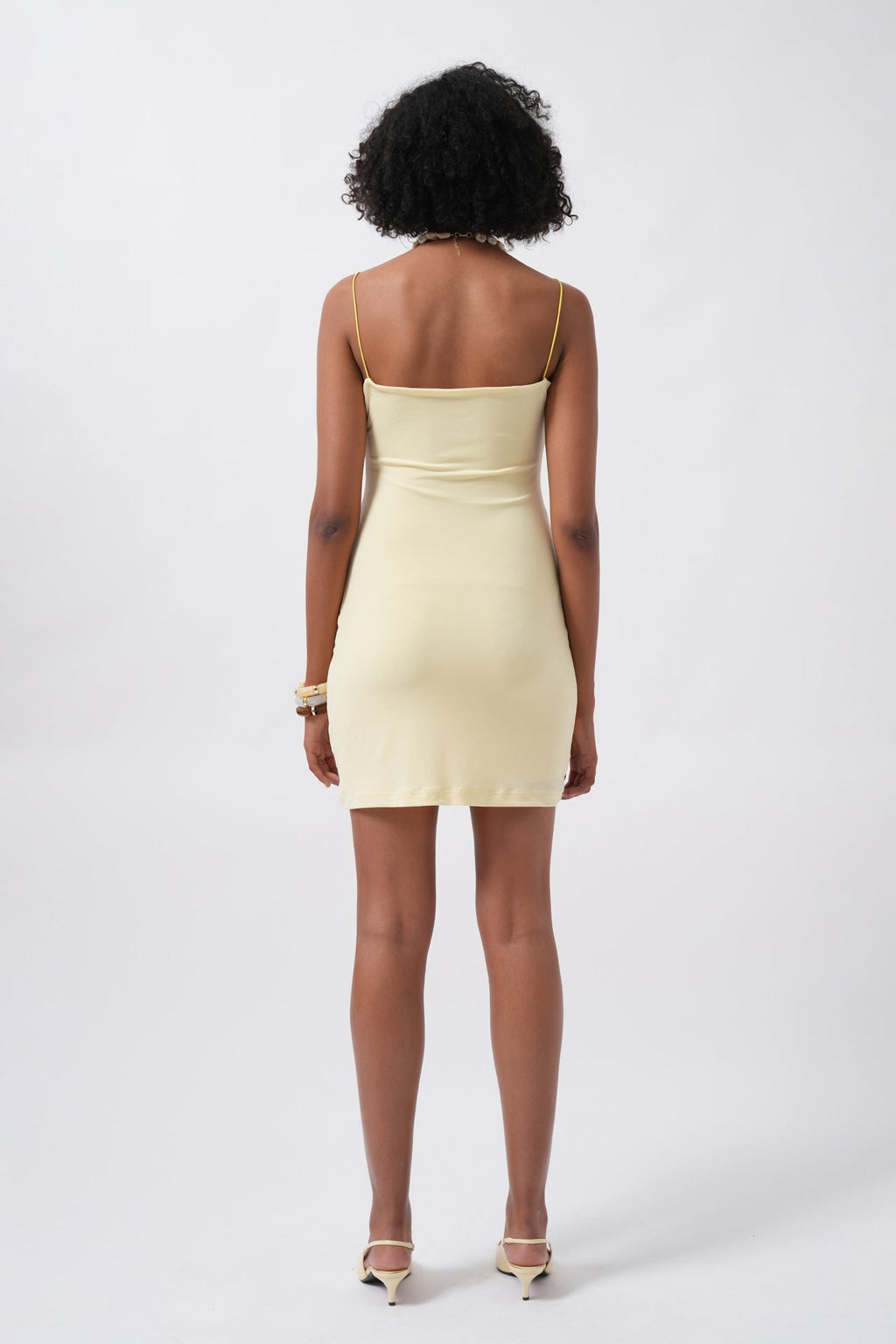 Thin Strap Mini Yellow Dress