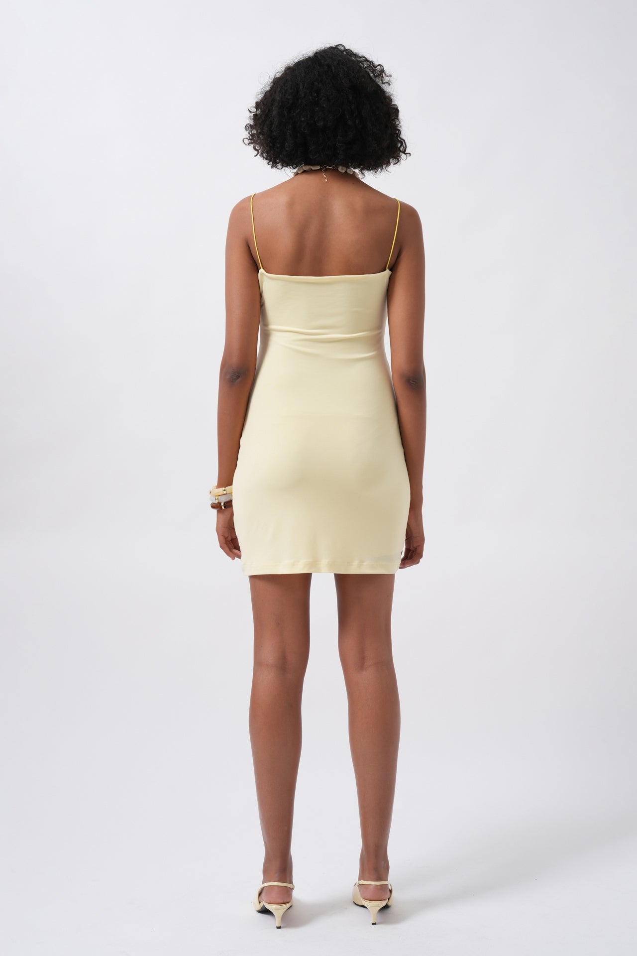 Thin Strap Mini Yellow Dress