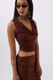 Cowl Collar Brown Crop
