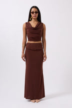 Cowl Neck Brown Crop