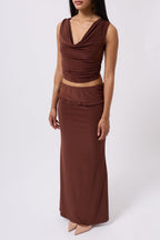Cowl Neck Brown Crop