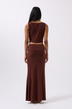 Cowl Neck Brown Crop