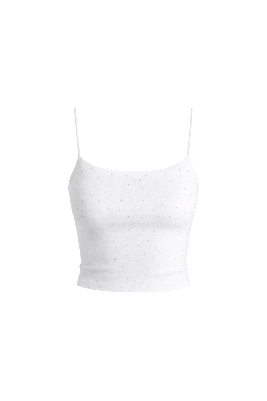 Spaghetti Strap Stone Detail White Blouse