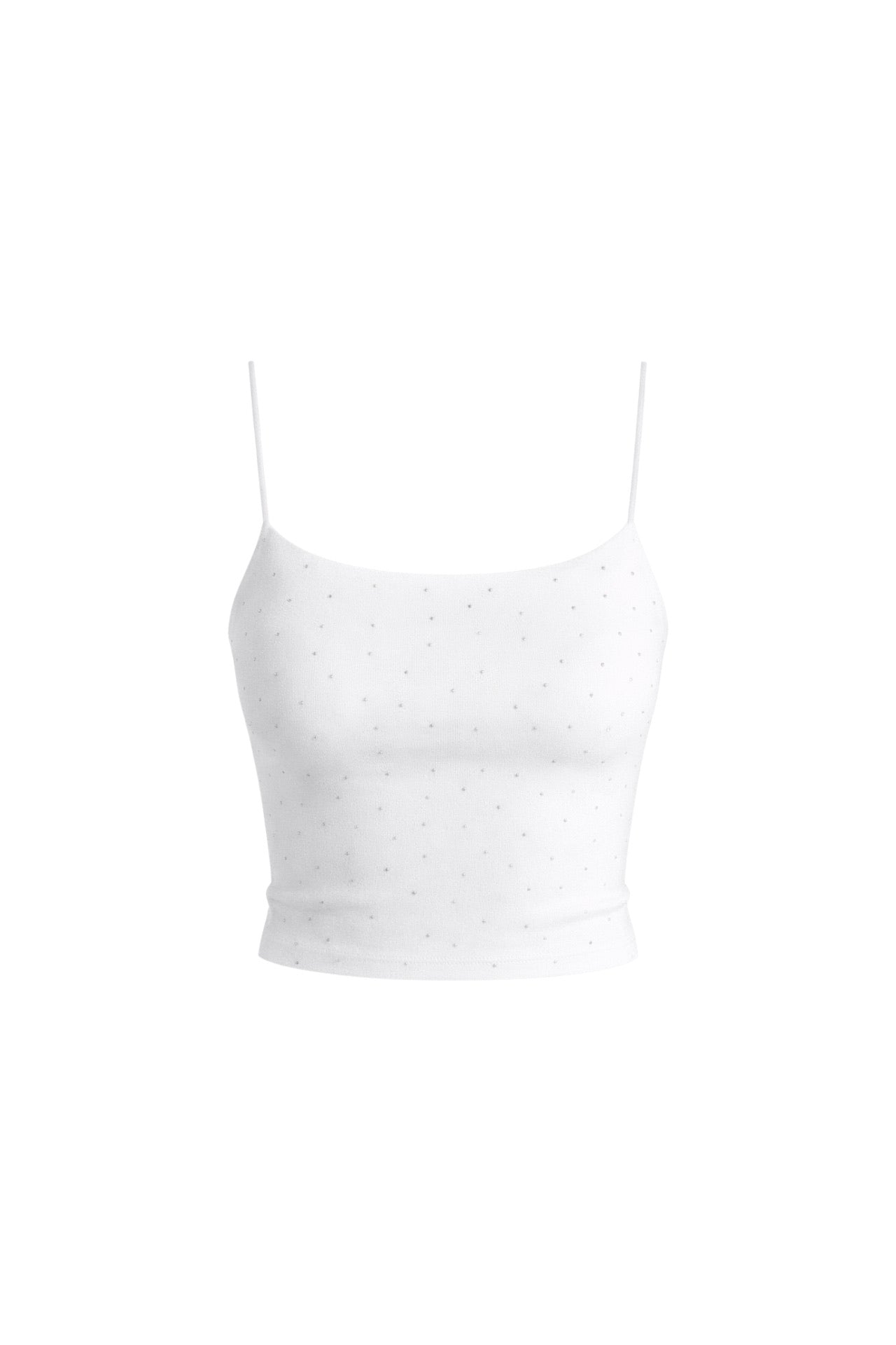Spaghetti Strap Stone Detail White Blouse