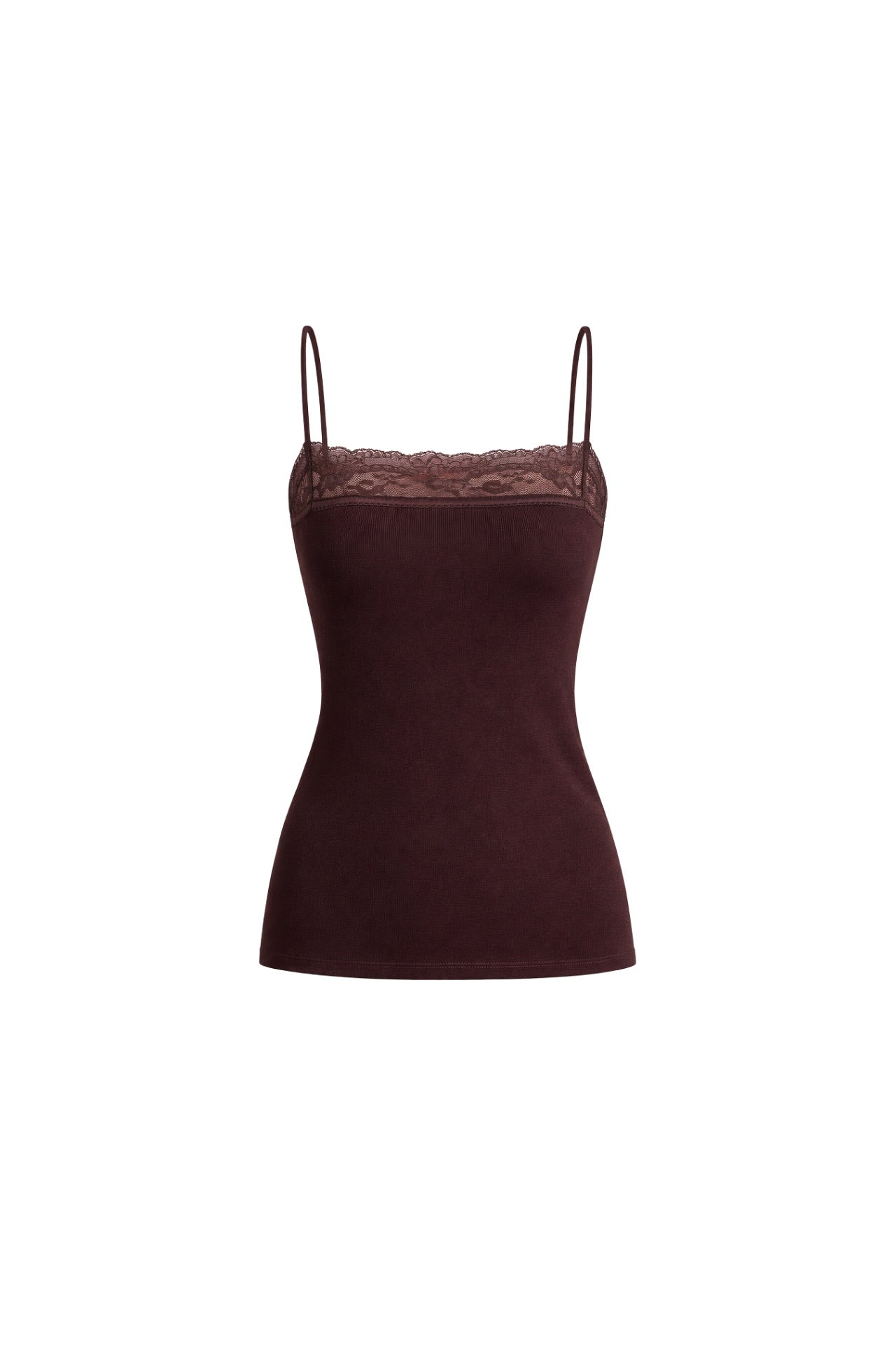Strappy Lace Detail Brown Knit Blouse