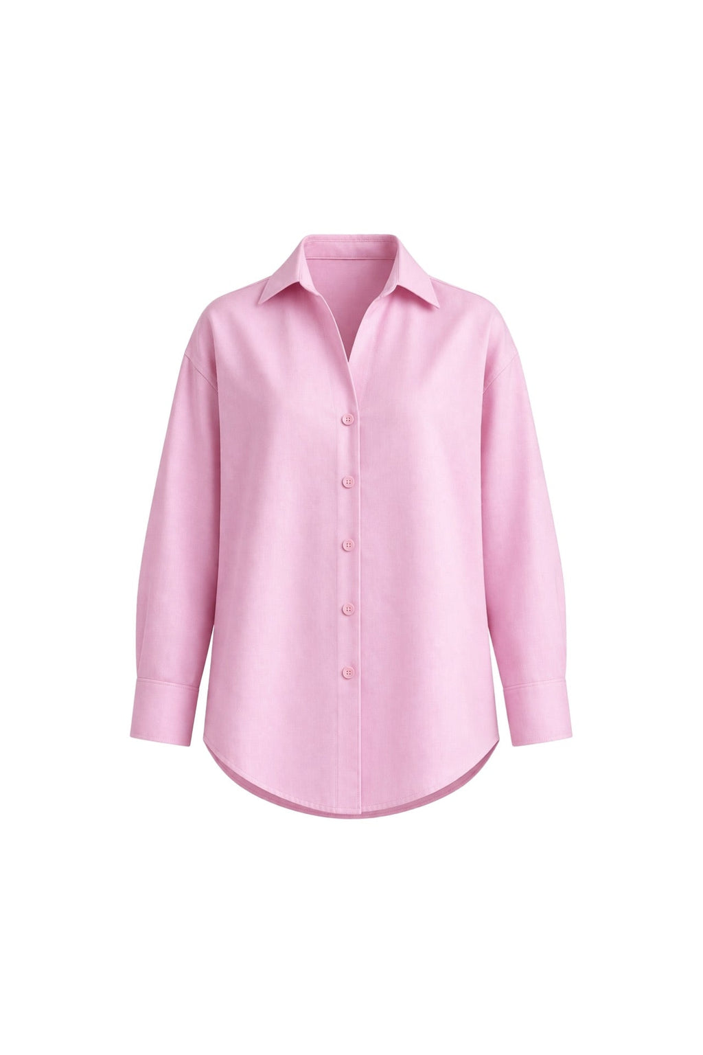 V-Neck Oversize Pink Modal Shirt