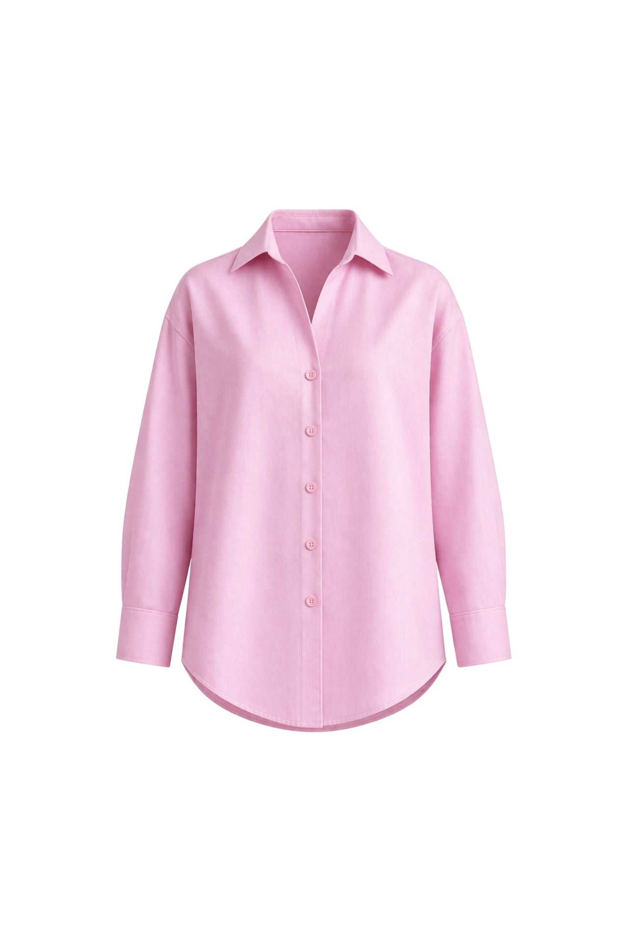 V-Neck Oversize Pink Modal Shirt