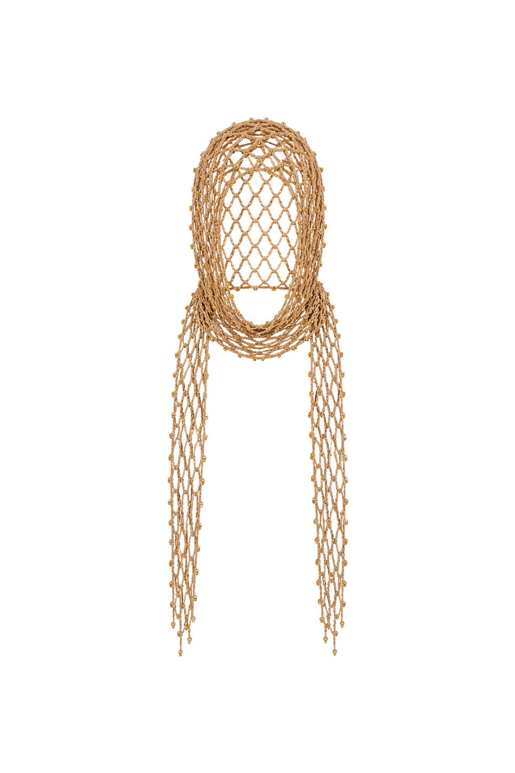 Pearl Detail Tie-Up Beige Hair Accessory