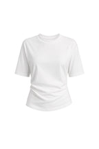 Waist Ruched Basic White T-Shirt
