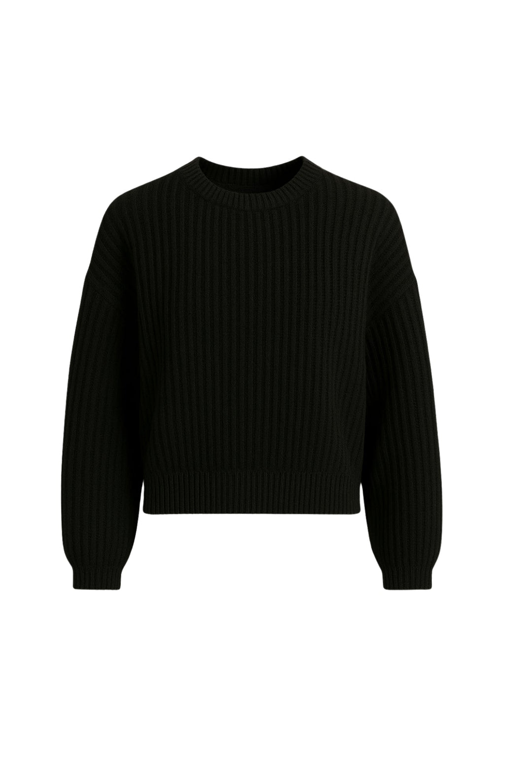 Knit Detail Basic Black Knit Sweater