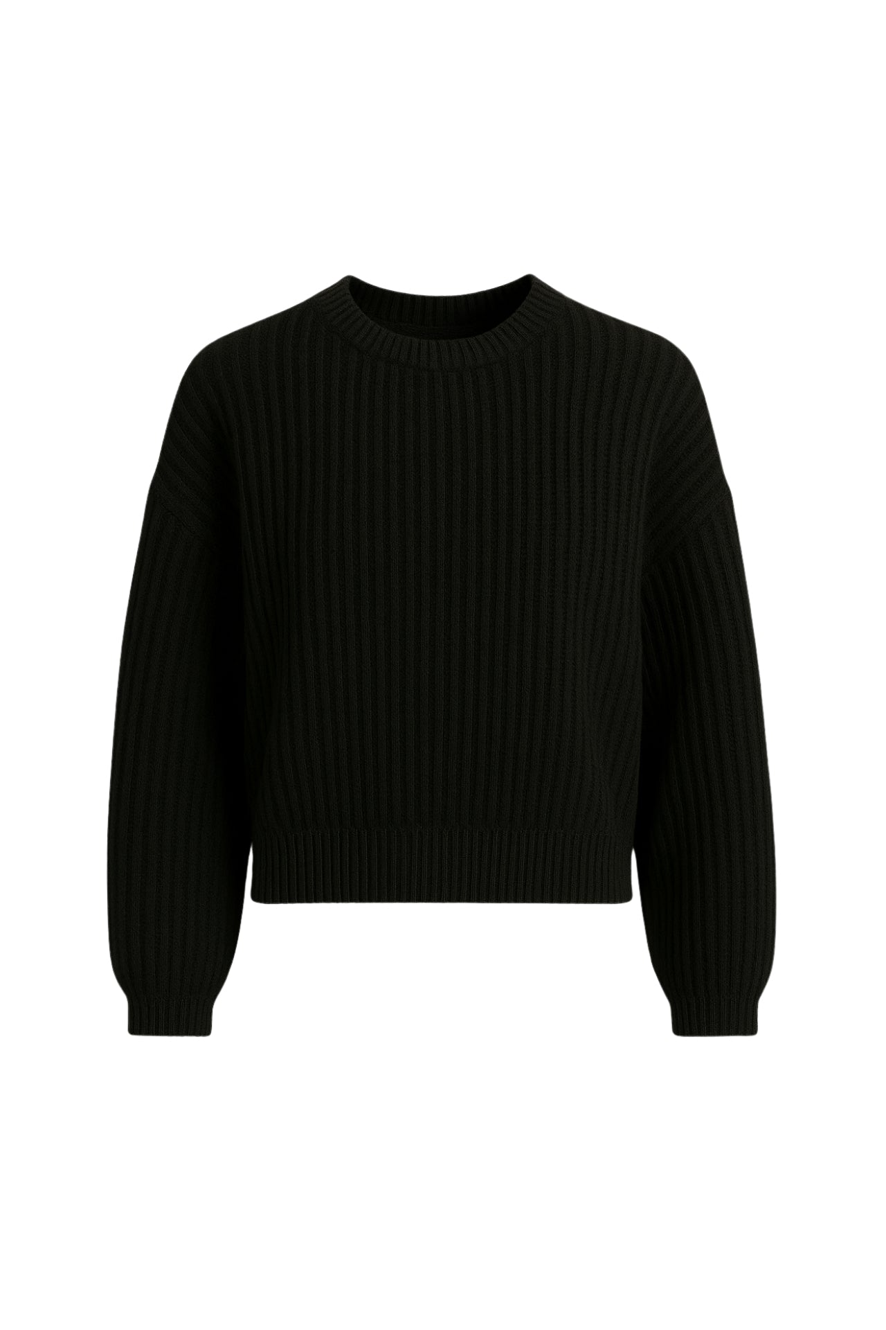 Knit Detail Basic Black Knit Sweater