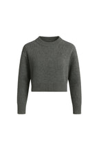 Crew Neck Crop Anthracite Knit Sweater