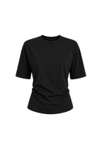 Waist Ruched Basic Black T-Shirt