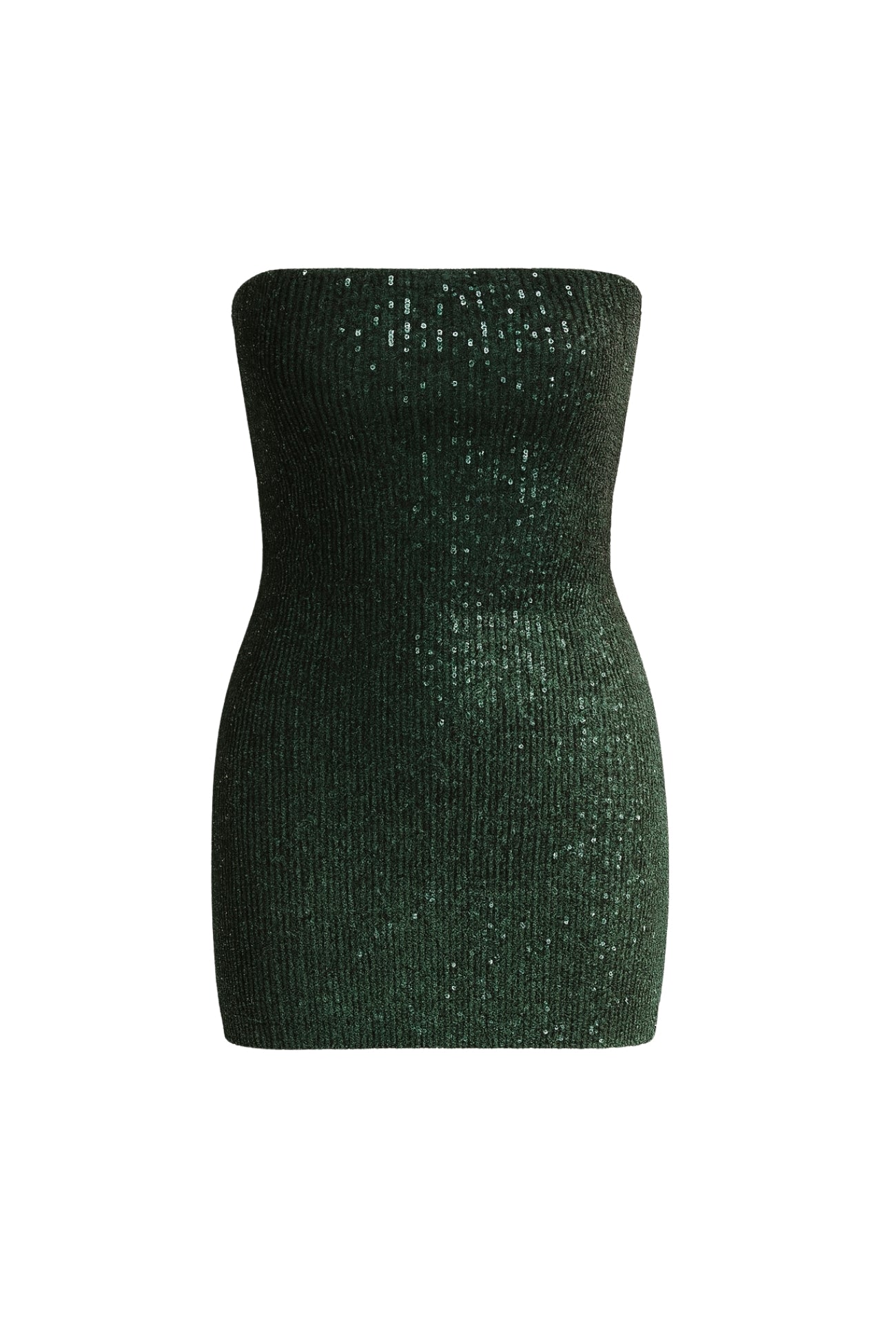 Sequined Green Straplez Mini Dress