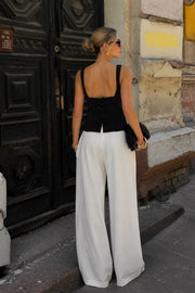 Back Ribbon Detail Black Blouse