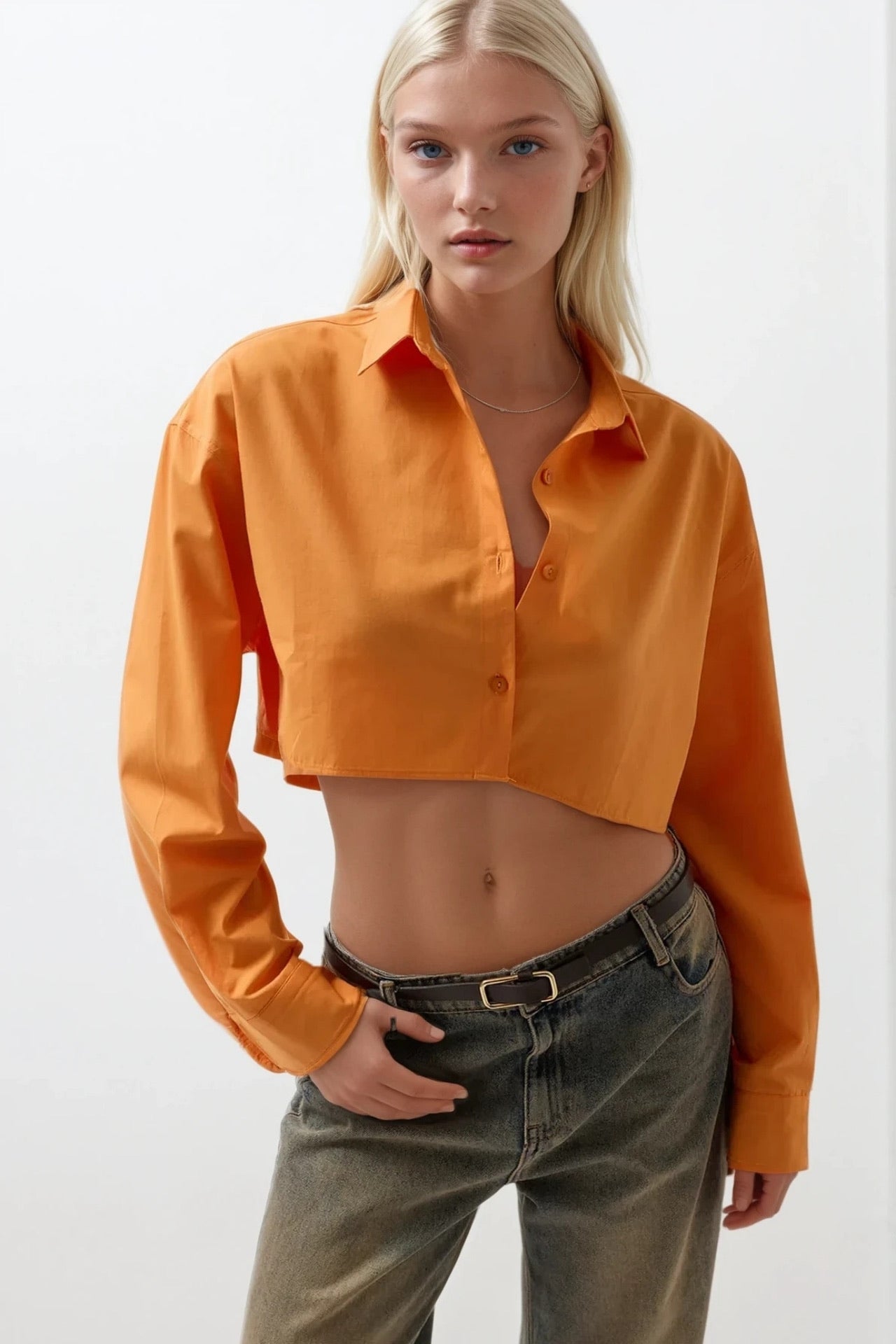 Crop Orange Oversize Shirt
