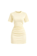 Waist-Fitted Ruched Yellow Mini Dress