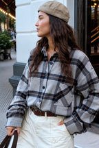 Basic Oversized Gray Plaid Shirt