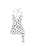 White Polka Dot Cowl Neck Mini Dress