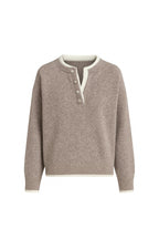 Button Detail Basic Beige Knit Sweater