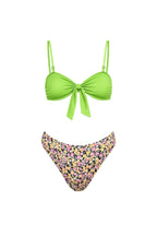 Bow Detail Floral Green Bikini Set