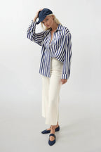 Striped Satin Navy Shirt