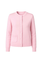 Single Pocket Snap-Button Pink Knit Cardigan