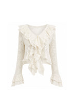 Ruffle Detail Flounce Sleeve Ecru Guipure Blouse