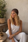 Knit Pattern Accessory Detail Brown Knit Cap