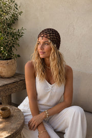 Knitted Pattern Accessory Detail Brown Knit Cap