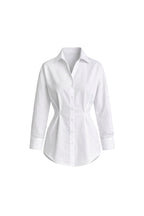 Button Detail Waist-Fitted White Shirt