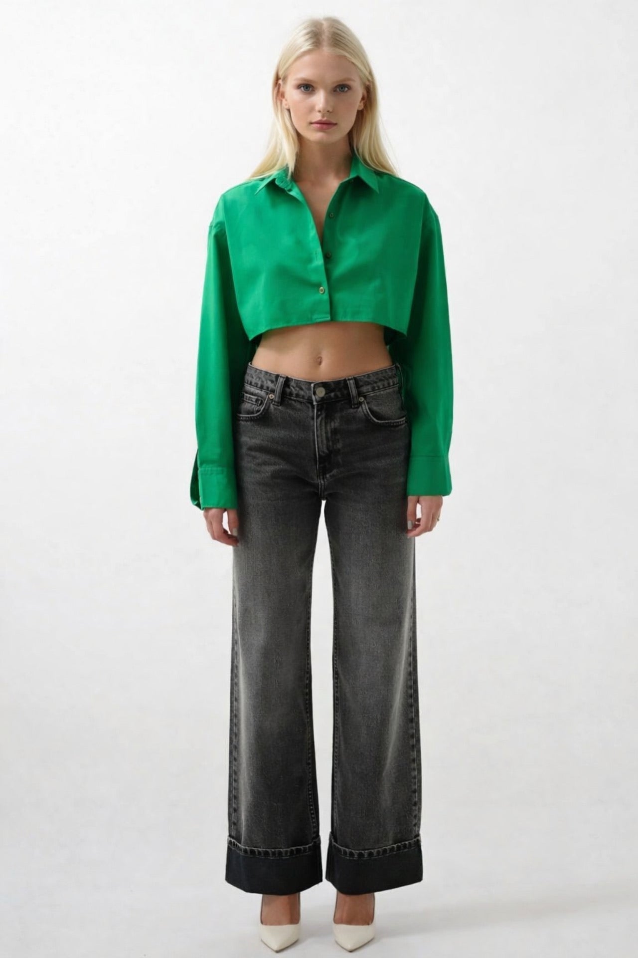 Crop Green Oversize Shirt