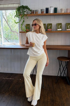 Ruched Shoulder Sleeveless White Blouse