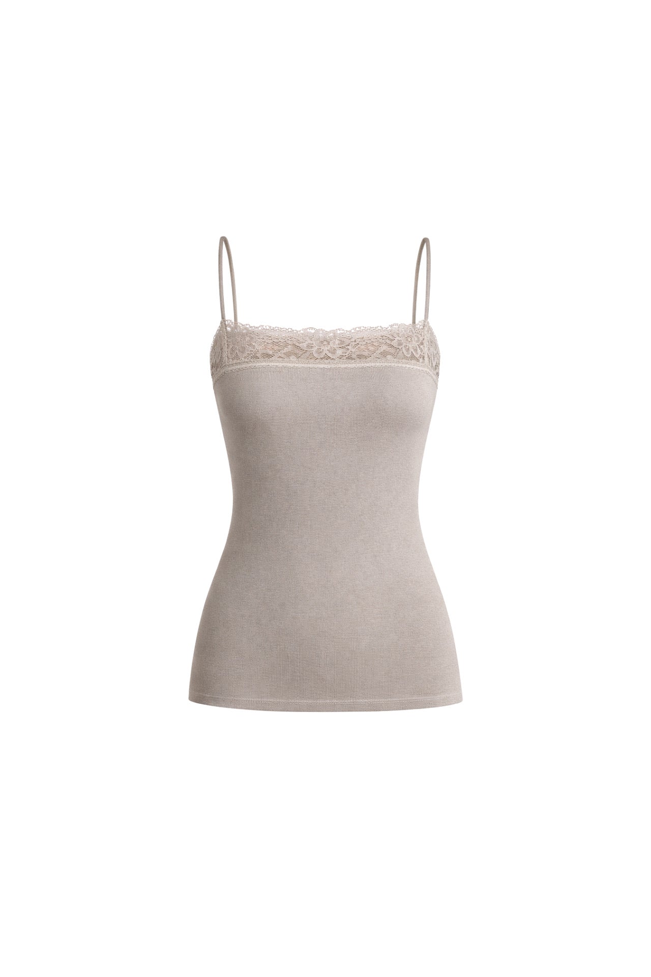 Strappy Lace Detail Beige Knit Blouse