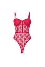 Red Guipure Bodysuit with Glop Detail Straps