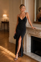 Kruvaze Strappy Slit Detail Silver Dress