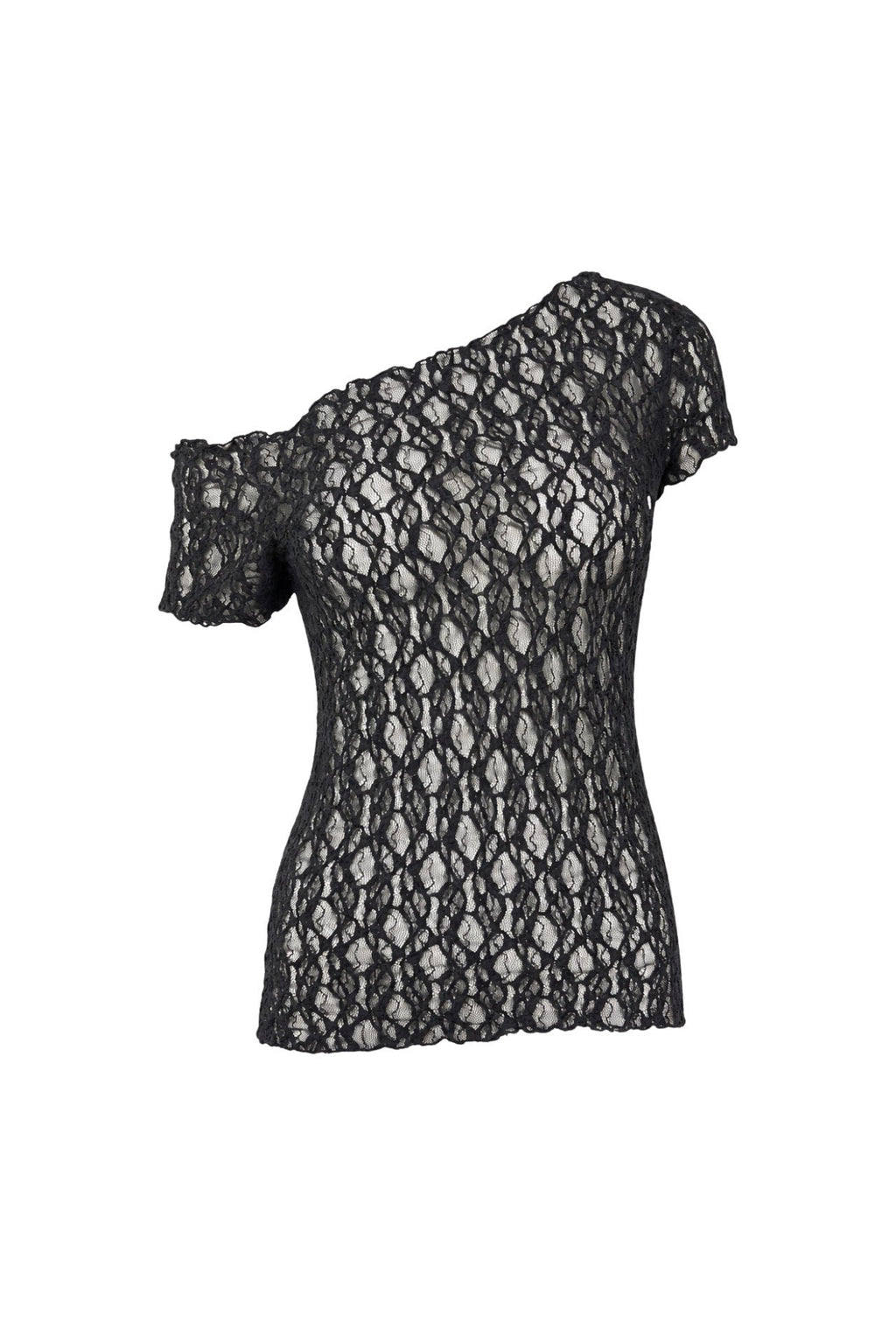 Off Shoulder Black Guipure Blouse