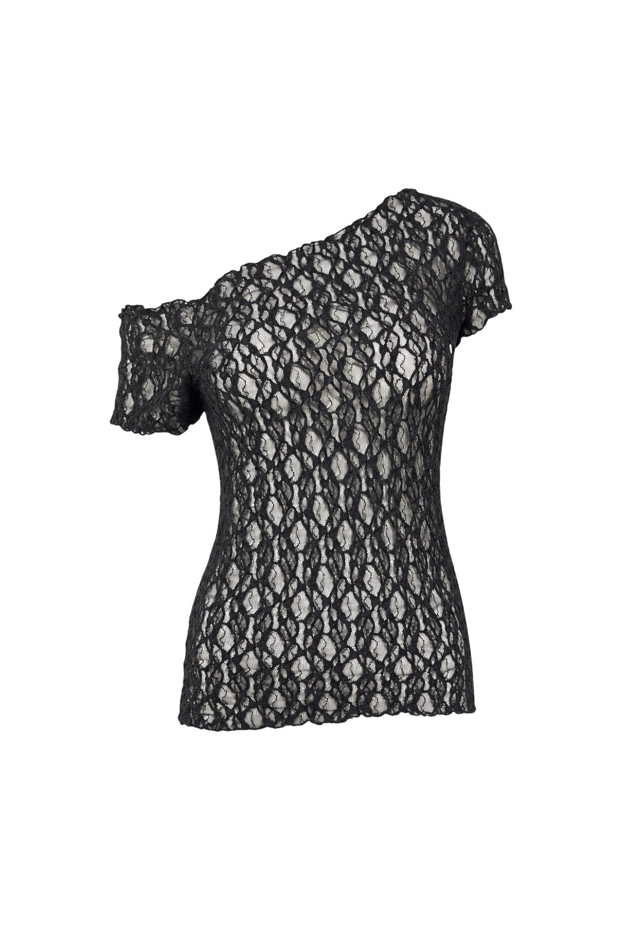 Off Shoulder Black Guipure Blouse