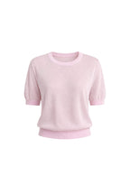 Crew Neck Sheer Textured Pink Blouse