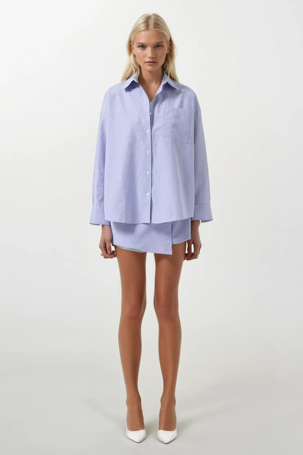 Wrap Detail Navy Shirt