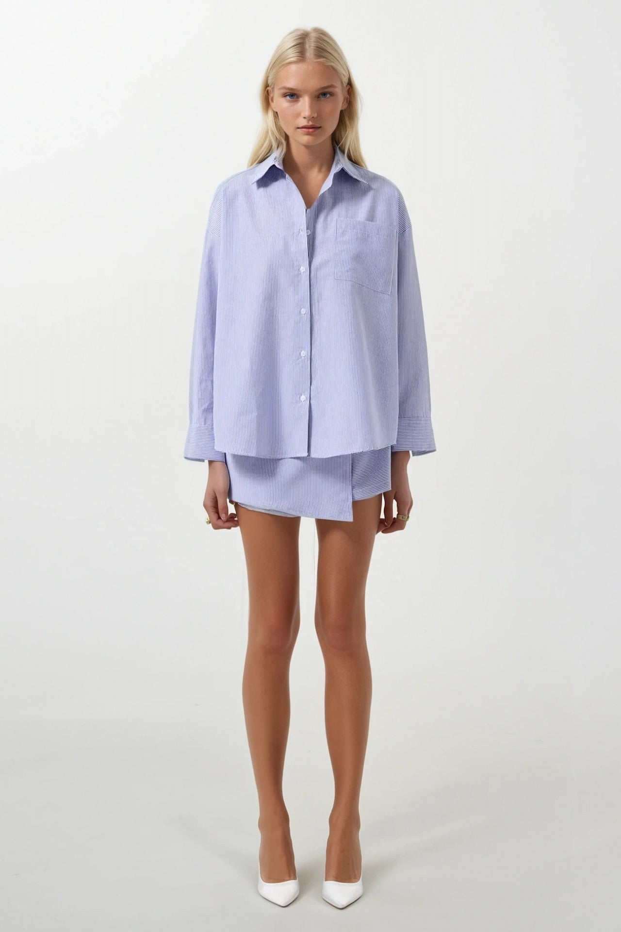 Wrap Detail Navy Shirt