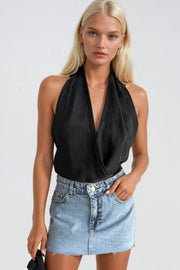 Laser Cut Denim Mini Blue Skirt