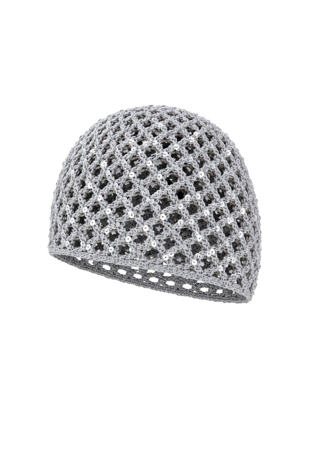Sequined Knitted Gray Cap