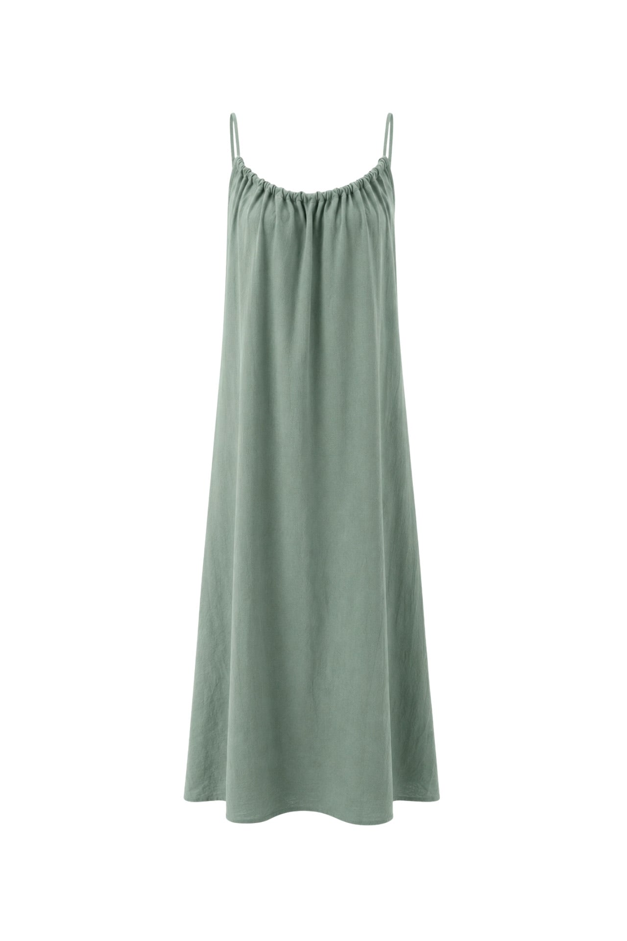 Back Lace Strap Khaki Maxi Dress